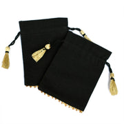 Handmade Indian Cotton Jewelry Pouch Black, Small Wedding Gift Bags - CraftJaipur